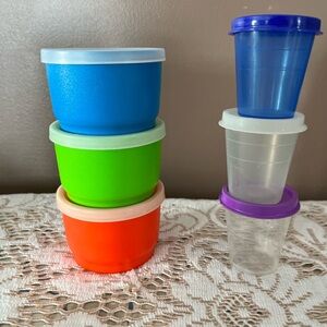 Tupperware Stackable Storage Containers 3 Snack Cups & 3 Midgets Mini 2 ozs